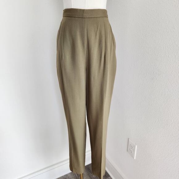 Vintage Hillary Charles High Waisted Trousers Straight Leg Khaki Pants 4 - Picture 10 of 10